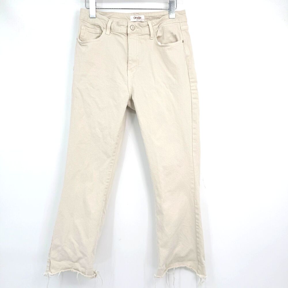 Oraije Paris Women's EU 42 US 10 Raw Hem Ankle‎ Stretch Denim Minimalist Hipster